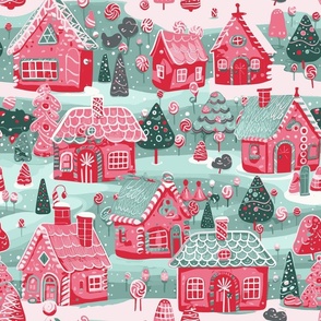 Gingerbread Houses by kedoki in red and sage green