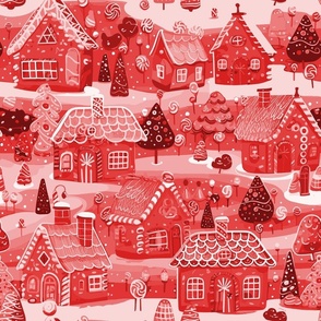 Gingerbread Houses by kedoki in red toile