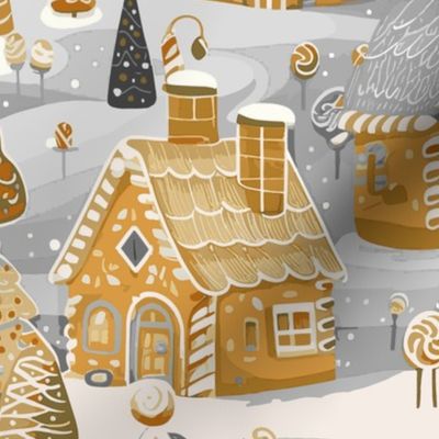 Gingerbread Houses by kedoki in gingerbread brown and gray and white