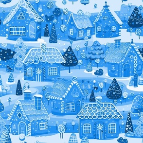 Gingerbread Houses by kedoki in light blue toile