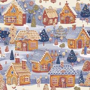 Gingerbread Houses by kedoki in gingerbread brown and blue