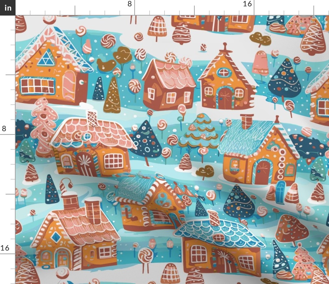 Gingerbread Houses by kedoki in gingerbread brown and aqua blue and white