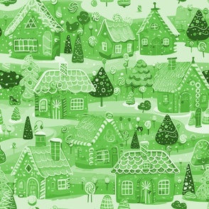 Gingerbread Houses by kedoki in green toile