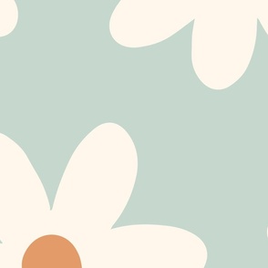 Sweet field of daisies - teal orange cream Jumbo