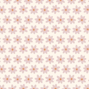 Sweet field of daisies - cream pink orange Medium