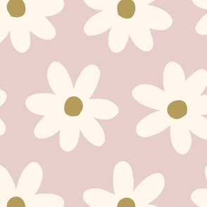 Sweet field of daisies - blush pink and olive green Large