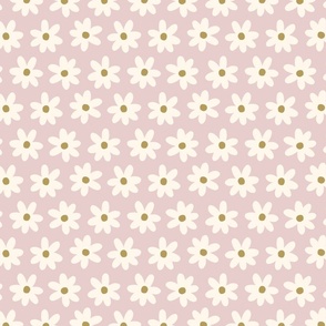 Sweet field of daisies - blush pink and olive green Medium