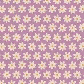 Sweet field of daisies - purple and gold Medium