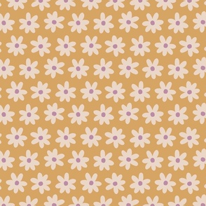 Sweet field of daisies - gold and purple Medium
