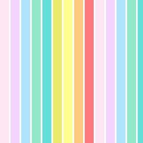 Rainbow Pastel Stripes (Large 12-inch repeat)