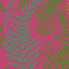 Large Fern on matching pink with green fern for eucalyptus blooms