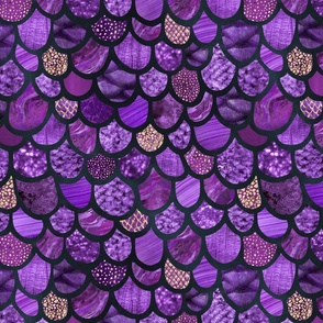 Fancy Mermaid Scales Maximalistic Glamour Girlie Style Purple