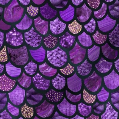 Fancy Mermaid Scales Maximalistic Glamour Girlie Style Purple Smaller Scale