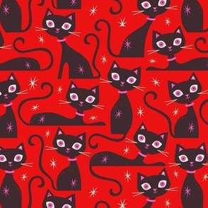 Halloween Cats Candy Red Small Scale