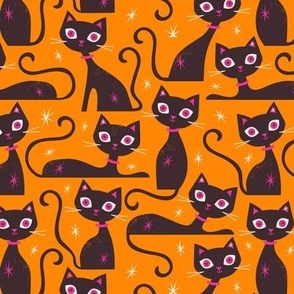 Halloween Cats Tangerine Small Scale