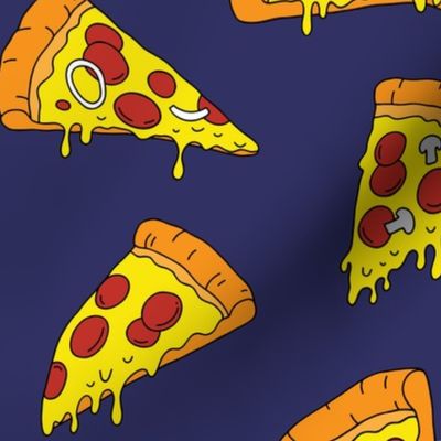 cool pepperoni pizza doodle navy background 