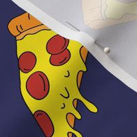 cool pepperoni pizza doodle navy background 