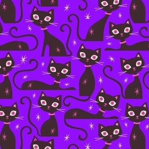 Halloween Cats Violet Small Scale