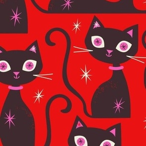 Halloween Cats Candy Red Large Scale