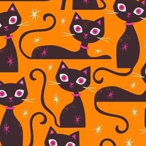 Halloween Cats Tangerine Regular Scale