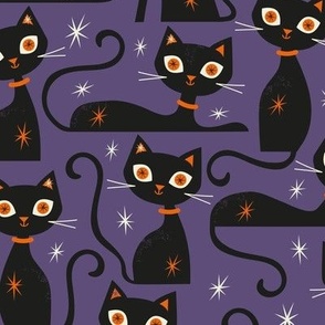 Halloween Cats Dark Purple Regular Scale