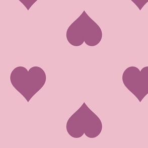 Large Purple Parallel Hearts on Pale Pink