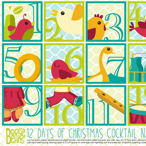 12 days of Christmas Cocktail Napkins