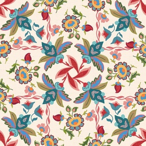 persian rotating floral multicolor on cornsilk