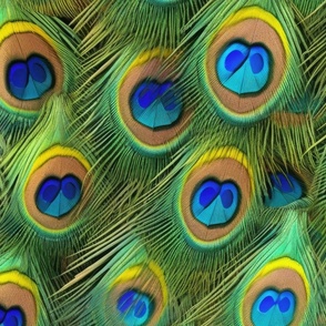 Bright Green Peacock Feathers - Large Scale Peacock Pattern