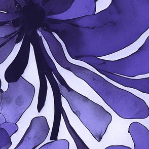 Abstract Watercolor Flower Pattern In Plum Blue Purple