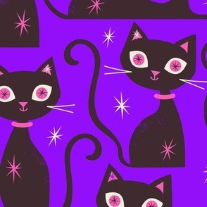 Halloween Cats Violet Large Scale