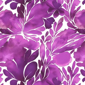 Abstract Watercolor Floral Pattern Purple Pink Smaller Scale