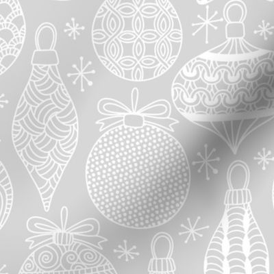 Doodle Christmas baubles white and light gray WB23