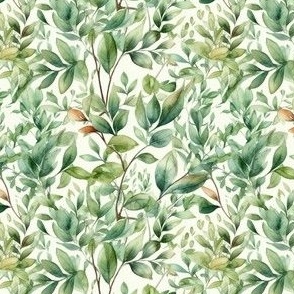 Green Leaves Print, Green Foliage on White Background