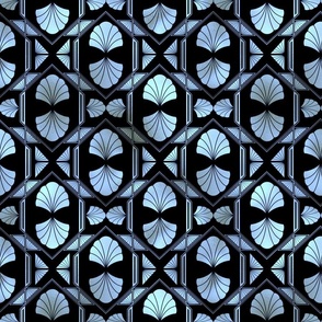 Scallop Shells in Black and Pearl Art Deco Vintage Foil Pattern