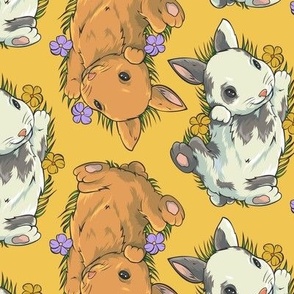 Baby Bunnies on Yellow