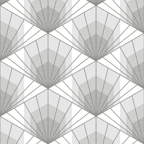 Hex Deco Sunrise L 12 wallpaper scale in custom monochrome grey and white by Pippa Shaw