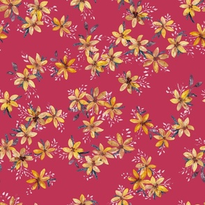 Golden Summer Floral Viva Magenta Medium