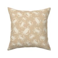 Nautical Seaside Crab Pattern in Cream Crabs on Sand Taupe: Painted watercolor crabs in a cottage coastal design for home decor, fashion, and crafts