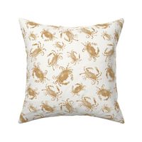 Nautical Seaside Crab Pattern in Sand and Cream: Painted watercolor crabs in a cottage coastal design for home decor, fashion, and crafts