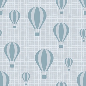 Blue Hot Air Balloons on Uneven Grid