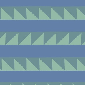 Sawtooth Stripes - Marine Green and Blue - Geometric Triangle Stripes - Vibrant Modern Quilt - shw1031 c - large scale