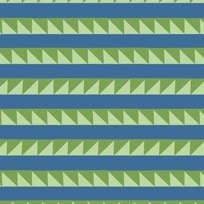 Sawtooth Stripes - Green and Blue - Geometric Triangle Stripes - Vibrant Modern Quilt - shw1031 a - small scale