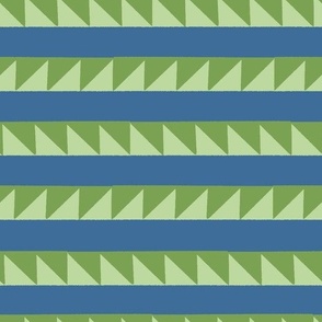 Sawtooth Stripes - Green and Blue - Geometric Triangle Stripes - Vibrant Modern Quilt - shw1031 a - medium scale