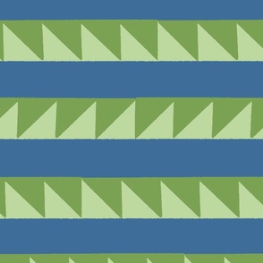 Sawtooth Stripes - Green and Blue - Geometric Triangle Stripes - Vibrant Modern Quilt - shw1031 a - large scale