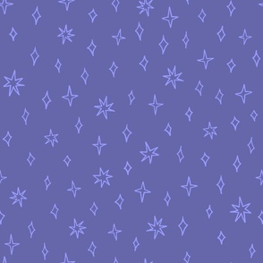 Starry Sparkles - hand drawn diamonds and irregular stars - periwinkle purple - shw1032 - medium scale