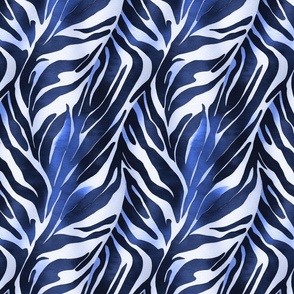 Safari Style Elegant And Fashionable Animal Print Pattern Navy Blue And White Smaller Scale