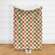 Red and Green Christmas Present Cheater Quilt, Geometric Gifts, Noel, Quilt Block Fabric