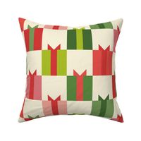 Red and Green Christmas Present Cheater Quilt, Geometric Gifts, Noel, Quilt Block Fabric
