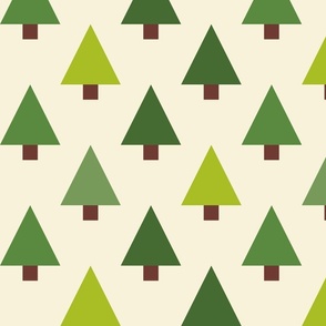 Green Christmas Tree  Cheater Quilt, Geometric Spruce Tree, Noel, Quilt Block Fabric